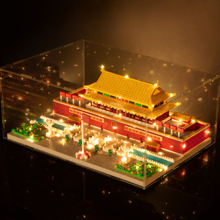 糖米兼容乐高积木城堡成人拼装玩具微颗粒拼插模型拼图玩具春节新年 加大号天安门+灯+盒