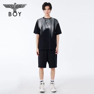 BOY LONDON【银蝶梦境】潮牌短袖春夏男女仿刷烫钻翅膀百搭T恤N01028 黑色 L