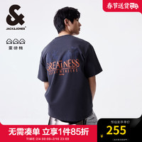 杰克·琼斯（JACK&JONES）夏季略宽松舒适重磅棉字母印花休闲简约短袖T恤224201145 E40 水泥灰 常规 E40 水泥灰 170/92A/S