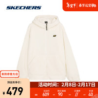 SKECHERS 斯凯奇 CNY 新年系列男女同款针织连帽外套L124U025 奶油米白/00NA L