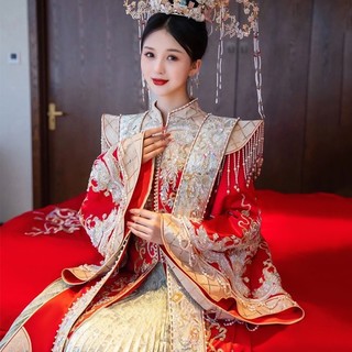 龍曼尼仕明制汉服婚服秀禾服新娘2023敬酒服古装嫁衣中式婚纱礼服 2235 XL