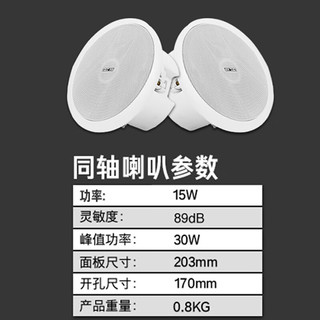 先科（SAST）PA-800同轴吸顶音响喇叭套装吊顶天花蓝牙音箱定压功放机背景音乐家用客厅设备会议室有线一拖十五 同轴吸顶一拖十五套装