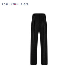 TOMMY HILFIGER24早春女装通勤条纹刺绣暗襟宽松直筒休闲裤WW0WW40513 黑白条纹0AR 36