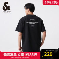 杰克·琼斯（JACK&JONES）夏季宽松凉感重磅简约字母百搭舒适圆领短袖T恤男224201130 E40 黑色 常规 E40 黑色 165/88A/XS