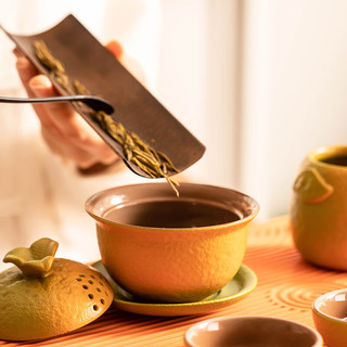 瓷牌茗茶具渐变大吉大利茶壶盖碗功夫茶具套装家用办公室创意陶瓷茶具整套