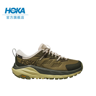 HOKA ONE ONE男女款春季卡哈低帮防水徒步鞋KAHA LOW GTX特别版皮革减震户外 叶绿色/蛋酒色 44