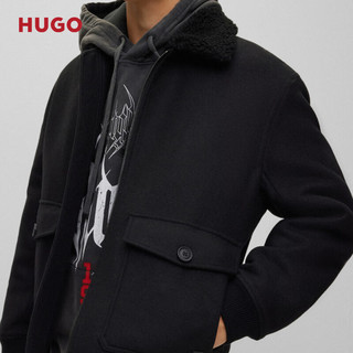 HUGO男士秋冬泰迪领常规版飞行员夹克 001-黑色 EU:XXL