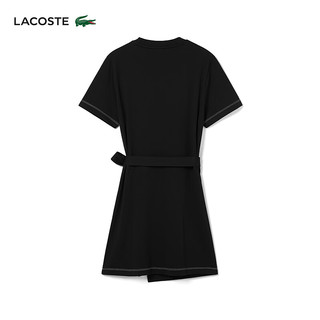 LACOSTE法国鳄鱼女装24黑色修身收腰短袖短款连衣裙|EF7268 031/黑色 32 /150