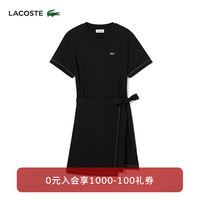 法国拉科斯特 LACOSTE女装24新款黑色修身收腰短袖短款连衣裙|EF7268