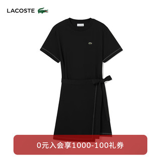 LACOSTE法国鳄鱼女装24黑色修身收腰短袖短款连衣裙|EF7268 031/黑色 32 /150