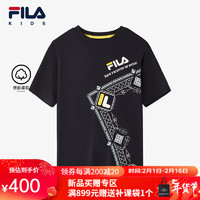 FILA 斐乐儿童服装2024春冬男中大童短T类短袖T恤 传奇蓝-NV 130cm