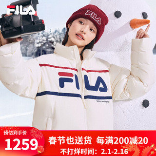 FILA 斐乐 款羽绒服男女装休闲运动舒适字母外套上衣 芦苇白-IV 175/96A/L