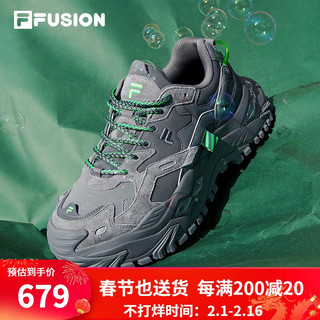 FILA 斐乐 FUSION斐乐女鞋BIANCO老爹鞋季新款硬糖鞋休闲鞋厚底运动鞋女 神秘灰/城堡灰-FC 39