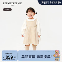 Teenie Weenie Kids小熊童装24春季女宝宝荷叶领长袖连衣裙 米色 80cm