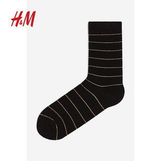 H&M男士袜子2024春竹纤维粘纤混纺细密针织袜子1217539 黑色 23-24