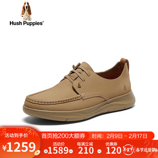 暇步士（Hush Puppies）板鞋男士软底一脚蹬商务休闲乐福鞋B6S07AM4 卡其色 44