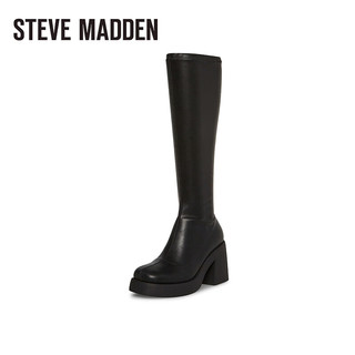 史蒂夫·马登 STEVE MADDEN/思美登冬显瘦弹力粗高跟长筒靴女 HUXX 黑色 34