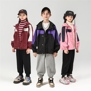 雪中飞儿童套装男女童帅气保暖洋气时尚外套运动儿童三件套 粉灰黑组合 150