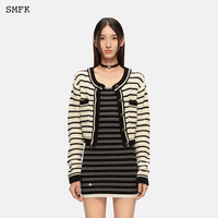SMFKWild World 复古条纹舞厅Disco短夹克短款外套 白色条纹 UG004WSP 灰色 S