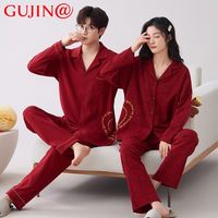 古今 GUJIN@睡衣红色纯棉长袖春秋结婚男本命年新婚喜庆家居服套装