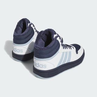 阿迪达斯（adidas）童鞋儿童运动鞋冬加绒男女小大童HOOPS MID篮球风高帮板鞋 IF7737 IF7737白蓝 38码/5uk/适合脚长23.5cm