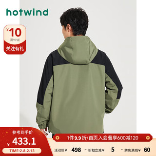 hotwind 热风 2024年春季男士拼色夹克 07绿色 L
