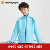 moodytiger 儿童外套24年春季男女童撞色外衣宽松童装户外运动服|空气层 托帕蓝 170cm