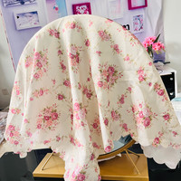 巧林儿化妆镜遮镜子布帘梳妆台镜子套罩遮盖镜子遮挡布盖镜面防尘盖布 丛草集 桌面圆镜盖布:90*90cm