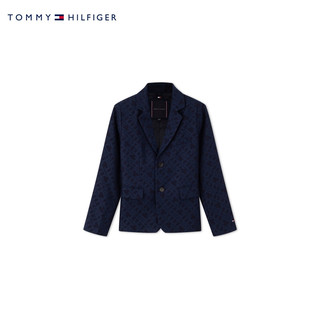 TOMMY HILFIGER 24早春童装男暗纹提花翻领西装外套TH2412117 藏青色654 M/150cm