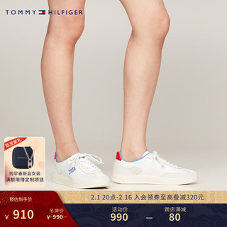 TOMMY HILFIGER  24春季女装复古拼接刺绣板鞋休闲运动鞋FW0FW07889 白色C30 36