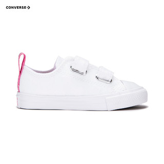 CONVERSE 匡威 儿童鞋婴童宝宝低帮魔术贴帆布鞋女童小白鞋A06329C 白/粉红色 24码