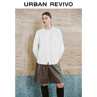 URBAN REVIVO UR2024春季女装法式气质宽松圆领长袖开襟衬衫UWT240002 本白 M