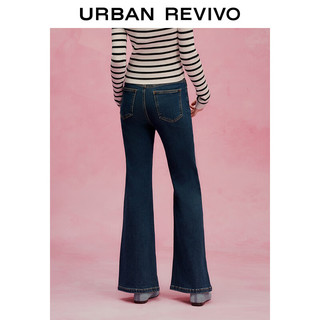 URBAN REVIVO UR2024春季女装复古时髦水洗紧身喇叭牛仔长裤UWU840019 蓝色 29