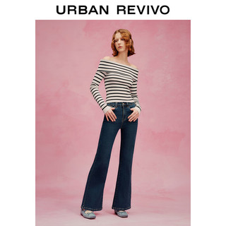 URBAN REVIVO UR2024春季女装复古时髦水洗紧身喇叭牛仔长裤UWU840019 蓝色 29