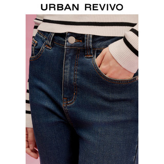 URBAN REVIVO UR2024春季女装复古时髦水洗紧身喇叭牛仔长裤UWU840019 蓝色 29