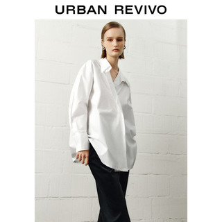 UR2024春季女装法式设计感折叠领长袖开襟衬衫UWG240033 本白 XS