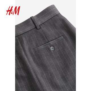 H&M2024春季女装时尚休闲百搭斜纹布铅笔半身裙1209769 灰色/细条纹 155/60A 32