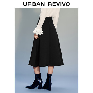 URBAN REVIVO UR2024春季女装时尚垂感宽松显瘦半裙UWG540007 正黑 XXS