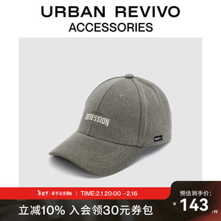 URBAN REVIVO冬女士复古洗水字母刺绣棒球帽UAWA30137 灰绿 F