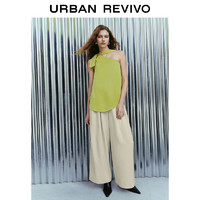 UR2024春季女装设计感不对称斜肩领开叉吊带衫UWJ240004 黄绿 XS