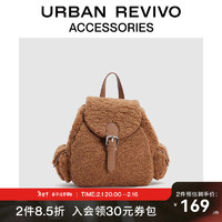 URBAN REVIVO冬女士时髦慵懒氛围毛绒感背包UAWB30348 棕色