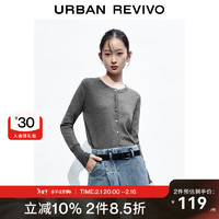 UR2024春季女装时尚通勤气质百搭圆领针织开衫UWB940001 花灰 M