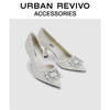 URBAN REVIVO2024春季新款女士名媛小香粗呢水钻单鞋UAWS42001 象牙白 35