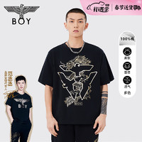 BOY LONDON【龙腾盛世】潮牌T恤24新春款烫金龙纹高端时尚短袖N01060 黑色 L