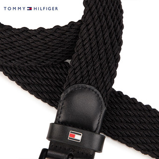 TOMMY HILFIGER 24春季男装时尚休闲金属小标针扣式织腰带AM0AM12243 黑色BDS 1个 100cm