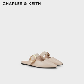 CHARLES & KEITH CHARLES&KEITH24春CK1-70381024尖头平底金属扣穆勒鞋拖鞋女 Nude肉色 39