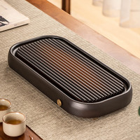 瓷牌茗茶具茶盘家用客厅会客功夫茶具小型简约茶台沥水茶托干泡盘 渐变色圆月电木款茶盘(43.5*20*5