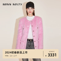 MISS SIXTY2024春季呢料外套女圆领垫肩轻奢温柔气质粉高级感 粉红 XS