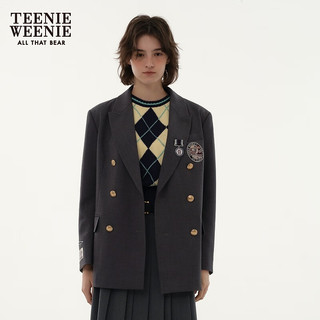 Teenie Weenie小熊2024年三排扣西装西服外套学院风通勤职业气质女 灰色 175/XL