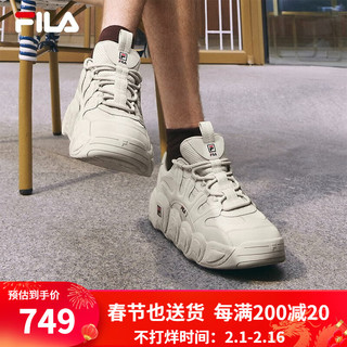 FILA 斐乐 可颂面包鞋运动鞋男2023冬休闲鞋老爹鞋 燕麦色-OM 42